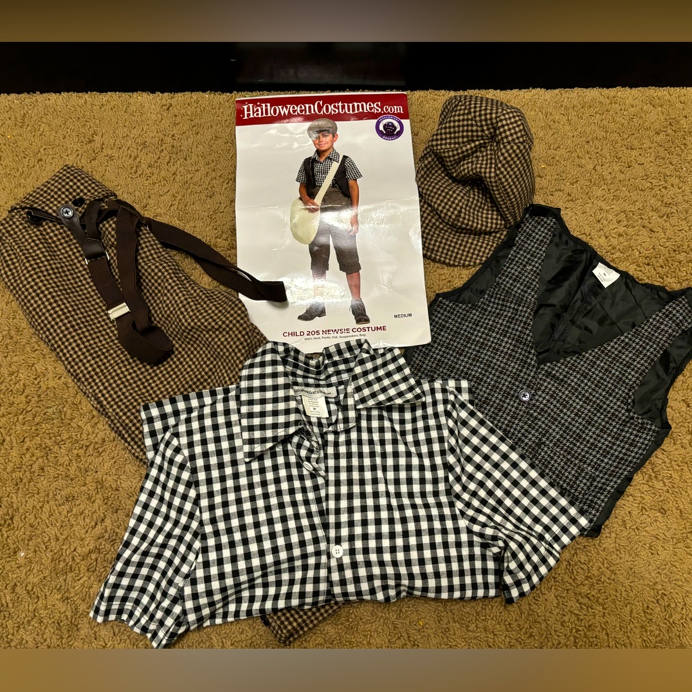 Child Newsie Costume -Medium size 8-10 Includes: Shirt, Pants, Hat, & Suspenders